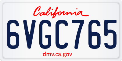 CA license plate 6VGC765