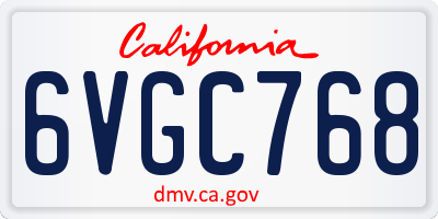 CA license plate 6VGC768