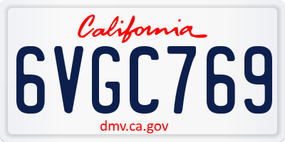 CA license plate 6VGC769