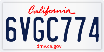CA license plate 6VGC774