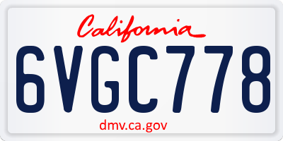 CA license plate 6VGC778