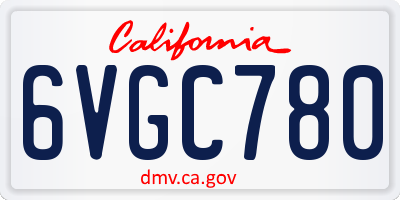 CA license plate 6VGC780