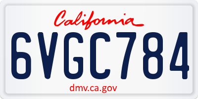 CA license plate 6VGC784