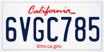 CA license plate 6VGC785