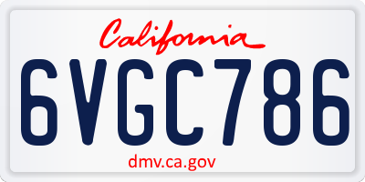 CA license plate 6VGC786