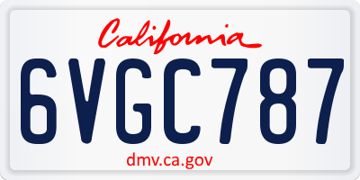 CA license plate 6VGC787