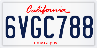 CA license plate 6VGC788