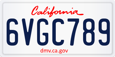 CA license plate 6VGC789