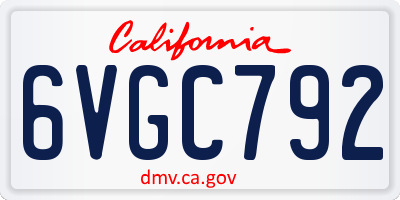 CA license plate 6VGC792