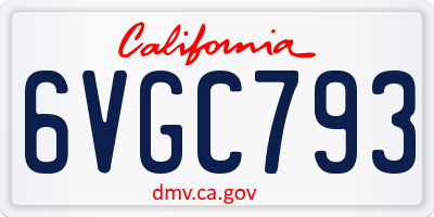 CA license plate 6VGC793