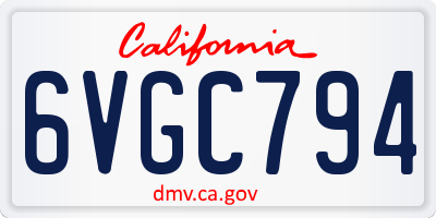 CA license plate 6VGC794