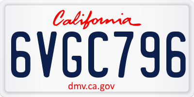 CA license plate 6VGC796