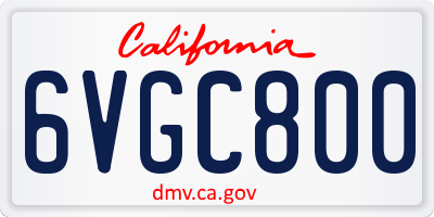 CA license plate 6VGC800