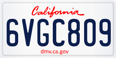 CA license plate 6VGC809