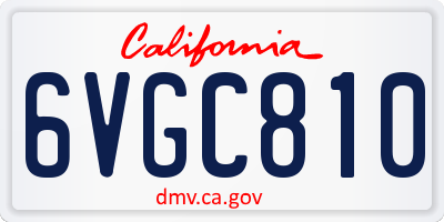 CA license plate 6VGC810