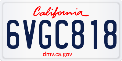 CA license plate 6VGC818