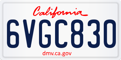 CA license plate 6VGC830