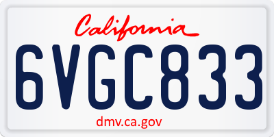 CA license plate 6VGC833