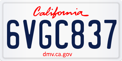 CA license plate 6VGC837