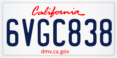 CA license plate 6VGC838