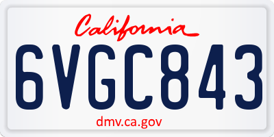CA license plate 6VGC843