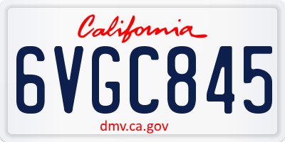 CA license plate 6VGC845