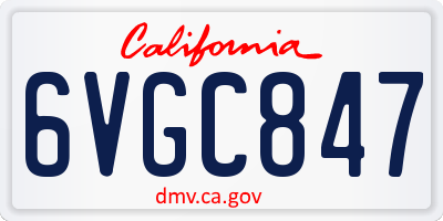 CA license plate 6VGC847