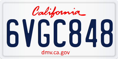 CA license plate 6VGC848