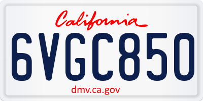 CA license plate 6VGC850