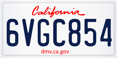 CA license plate 6VGC854