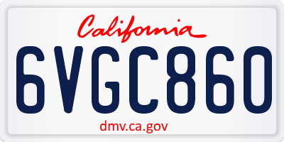 CA license plate 6VGC860