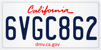CA license plate 6VGC862