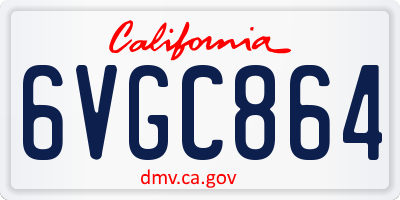 CA license plate 6VGC864