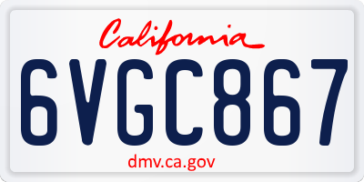 CA license plate 6VGC867