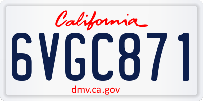 CA license plate 6VGC871