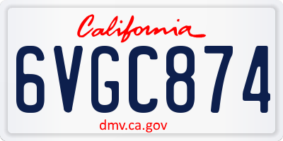 CA license plate 6VGC874