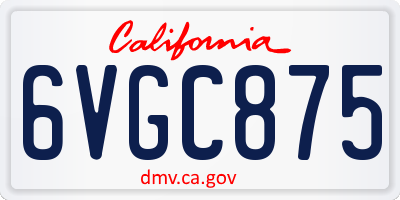 CA license plate 6VGC875
