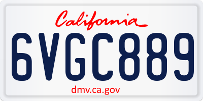CA license plate 6VGC889
