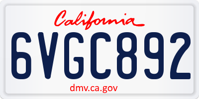CA license plate 6VGC892