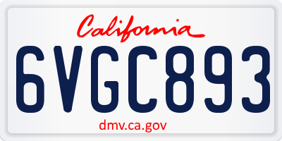 CA license plate 6VGC893
