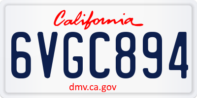CA license plate 6VGC894