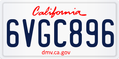 CA license plate 6VGC896