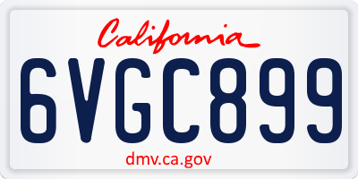 CA license plate 6VGC899