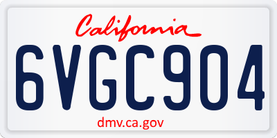 CA license plate 6VGC904