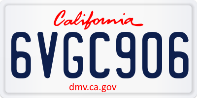 CA license plate 6VGC906