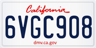 CA license plate 6VGC908