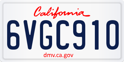 CA license plate 6VGC910