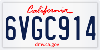 CA license plate 6VGC914