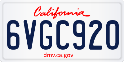 CA license plate 6VGC920