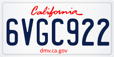 CA license plate 6VGC922